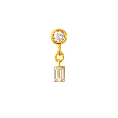 Lily Flo Jewellery Women's Gold Dual Cut Whisper Brilliant Cut With Emerald Cut Diamond Drop Stud