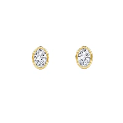 Lily Flo Jewellery Women's Gold Eclipse Oval Diamond Stud Earrings