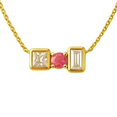 Lily Flo Jewellery Women's Gold Entre Nous Diamond & Pink Sapphire Accord Necklace