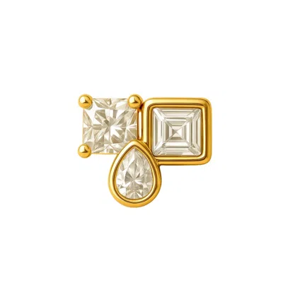 Lily Flo Jewellery Women's Gold Entre Nous Geometry Diamond Stud In Multi
