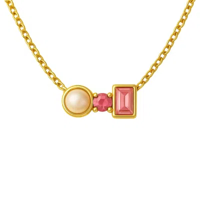 Lily Flo Jewellery Women's Gold Entre Nous Pearl Pink Sapphire Melody Necklace