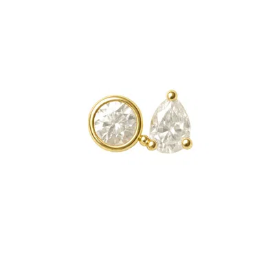 Lily Flo Jewellery Women's Gold Entre Nous Twin Diamond Stud