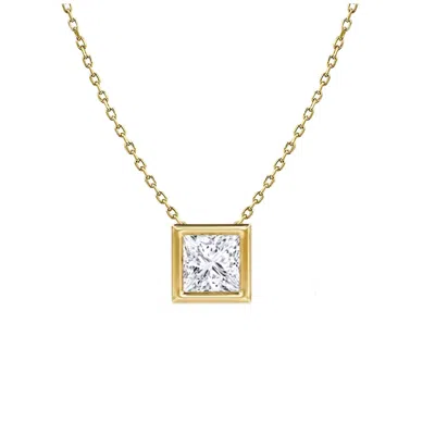 Lily Flo Jewellery Women's Gold Facet Flicker Princess Cut Solitaire Necklace