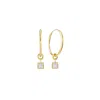 Lily Flo Jewellery Women's Gold Facet Orbit Princess Cut Bezel Set Hoop Earrings