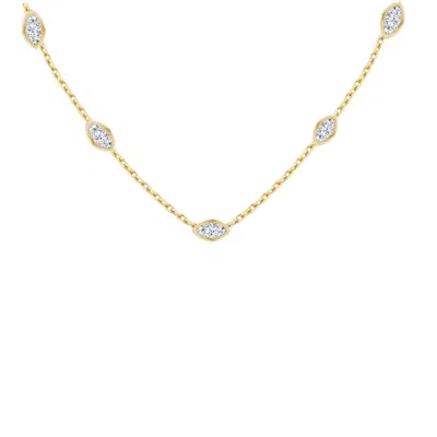 Lily Flo Jewellery Women's Gold Flare Marquise Cut Diamond Station Necklace