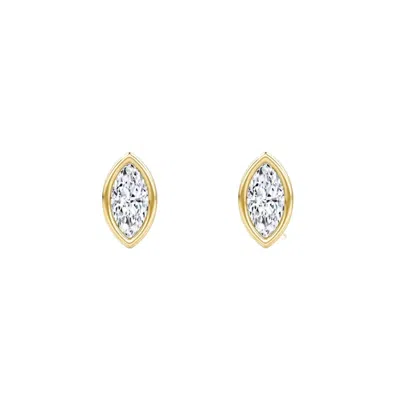 Lily Flo Jewellery Women's Gold Flare Marquise Diamond Stud Earrings