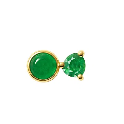 Lily Flo Jewellery Women's Gold / Green Entre Nous Emerald Duo Stud