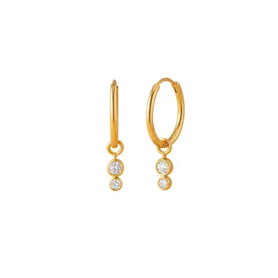 Lily Flo Jewellery Women's Gold Halo Double Bezel Diamond Hoop Earrings