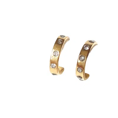 Lily Flo Jewellery Women's Gold Karma 6 Diamond Huggie Hoops