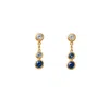Lily Flo Jewellery Women's Gold Light Beam Triple Blue & White Sapphire Drop Earrings In Gold