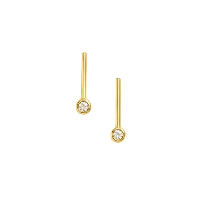 Lily Flo Jewellery Women's Gold Light Line Beam Diamond Stud Earrings