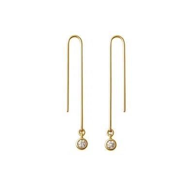 Lily Flo Jewellery Women's Gold Light Line Diamond Drop Threaders
