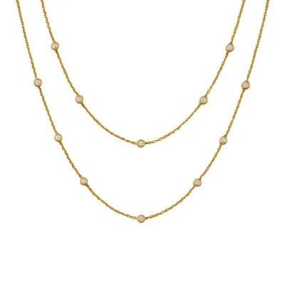 Lily Flo Jewellery Women's Gold Light Line Duo Diamond Necklace