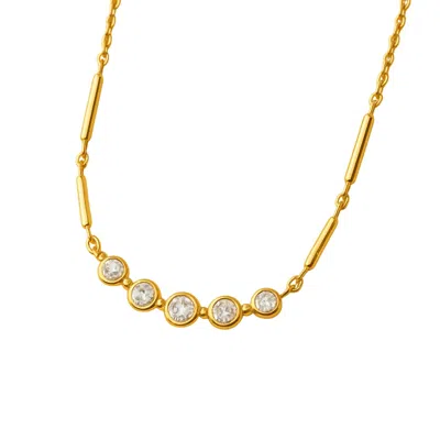 Lily Flo Jewellery Women's Gold Light Line Five-diamond Cluster Necklace