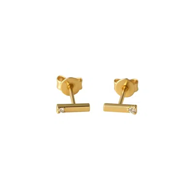 Lily Flo Jewellery Women's Gold Light Line Petite Bar Diamond Studs