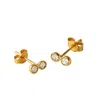 Lily Flo Jewellery Women's Gold Light Line Twin Dot Diamond Earrings In Gold