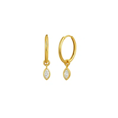 Lily Flo Jewellery Women's Gold Marquise Diamond Hoop Sleeper Earrings