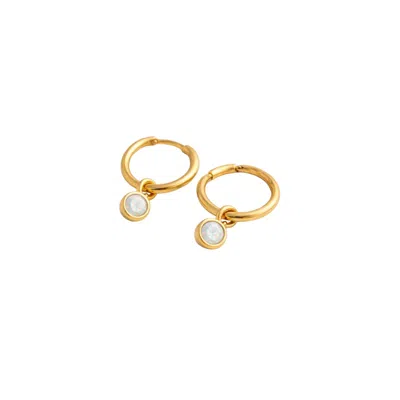 Lily Flo Jewellery Women's Gold Opal Drop Hoop Earrings