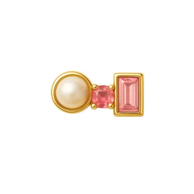 Lily Flo Jewellery Women's Gold / Pink Entre Nous Pink Tourmaline & Pearl Stud