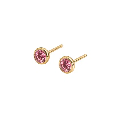 Lily Flo Jewellery Women's Gold / Pink Pink Sapphire Bezel Set Gold Earrings In Gold/pink