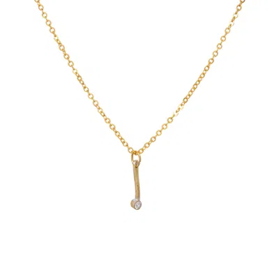 Lily Flo Jewellery Women's Gold Rigel Single Diamond Bar Necklace