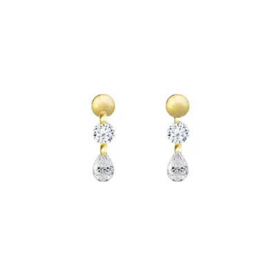 Lily Flo Jewellery Women's Gold Rising Star Pear & Round Diamond Dot Studs