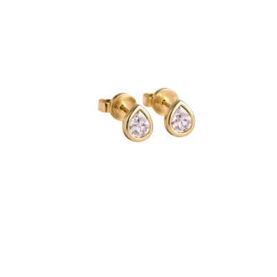 Lily Flo Jewellery Women's Gold Teardrop Diamond Stud Earrings