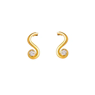 Lily Flo Jewellery Women's Gold The Shape Of Momentum Diamond Stud Earrings