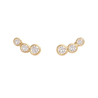 Lily Flo Jewellery Women's Gold Tripple Diamond Studs Earring