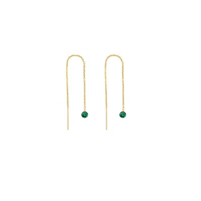 Lily Flo Jewellery Women's Green Rising Star Emerald Threader Earrings