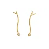 Lily Flo Jewellery Women's Light Line Arc Earrings In Solid Gold With White Diamonds In Gold
