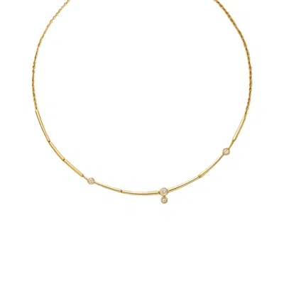 Lily Flo Jewellery Women's Light Line Arc Necklace Solud Gold White Diamonds