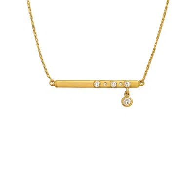 Lily Flo Jewellery Women's Light Line Asymmetric Bar Necklace In Gold With Diamonds