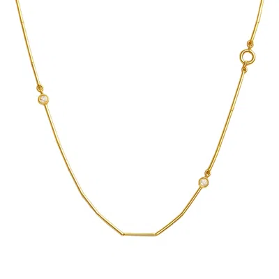 Lily Flo Jewellery Women's Light Line Geometric Necklace In Solid Gold With Diamonds