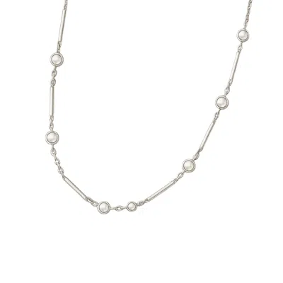 Lily Flo Jewellery Women's Light Line Pearl Station Necklace — Sterling Silver With Freshwater Pearls