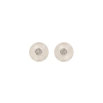 Lily Flo Jewellery Women's Neutrals / White / Silver Moonstone Diamond Stud Earrings In Gold