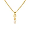 Lily Flo Jewellery Women's Pear Diamond Drop Whisper Necklace Solid Gold In Brown