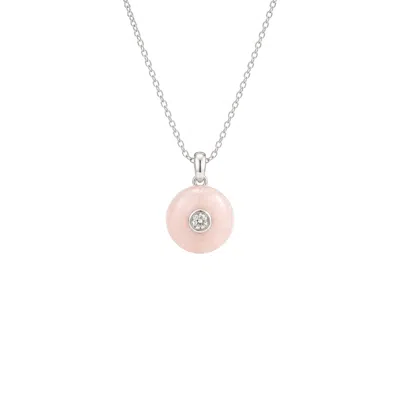 Lily Flo Jewellery Women's Pink Rose Quartz Diamond Pendant Necklace In Metallic