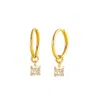 Lily Flo Jewellery Women's Princess Cut Diamond Sleeper Hoops Solid Gold In Gold