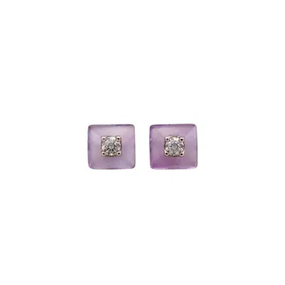 Lily Flo Jewellery Women's Purple / Pink Amethyst And Diamond Stud Earrings