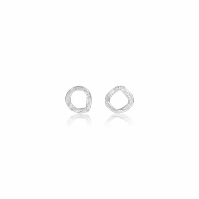 Lily Flo Jewellery Women's Silver Karma Fine White Gold Circle Stud Earrings