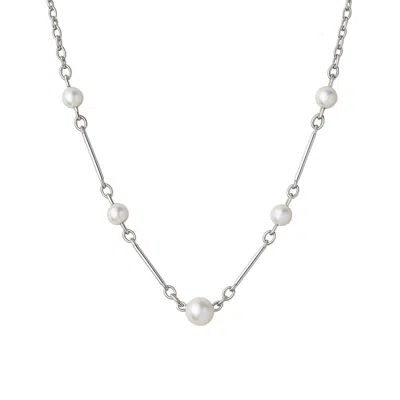 Lily Flo Jewellery Women's Silver Stardust Pearl Bar Necklace