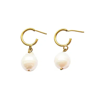 Lily Flo Jewellery Women's Solid Gold Hoops With Baroque Pearl