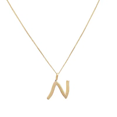 Lily Flo Jewellery Women's Solid Gold Letter N Pendant Necklace