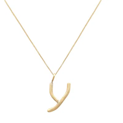 Lily Flo Jewellery Women's Solid Gold Letter Y Pendant Necklace