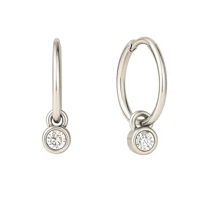 Lily Flo Jewellery Women's Stardust Diamond Hoop Earrings — Sterling Silver With Diamonds