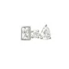Lily Flo Jewellery Women's White Entre Trois Pear Brilliant & Baguette Diamond Stud In Sterling Silver In White