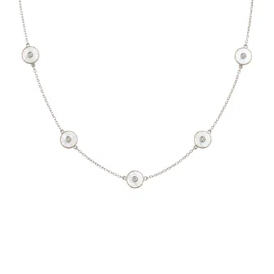Lily Flo Jewellery Women's White Mother Of Pearl Diamond Station Necklace In Metallic