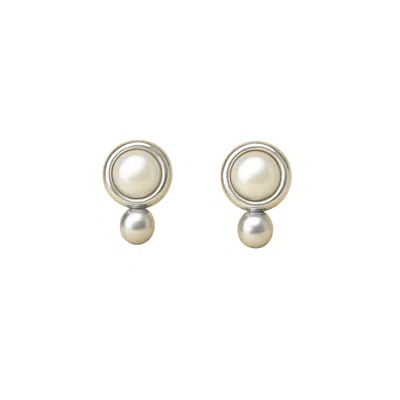 Lily Flo Jewellery Women's White Stardust Pearl Granule Stud Earrings