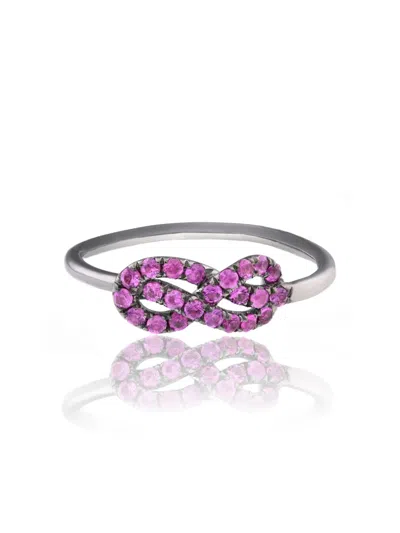Lily Gabriella 18k Black Gold Forget Me Knot Sapphire Ring In 黑色